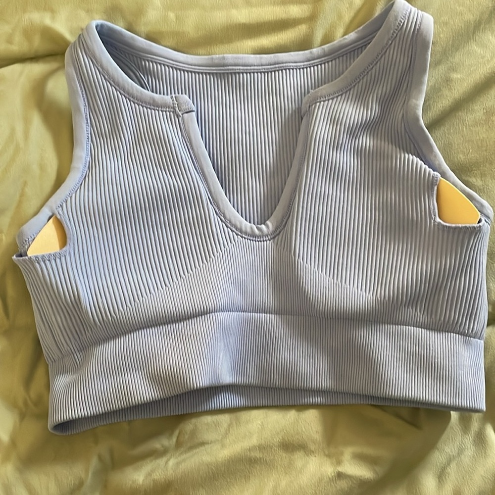 Periwinkle Ribbed Sports Bra - Picture 5 of 6
